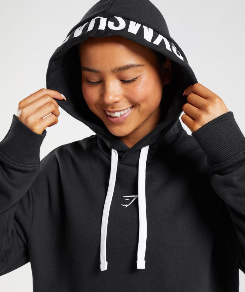 Women's Gymshark Fraction Hoodie Black | NZ 9JTQER